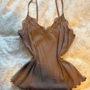 Elegant Lace Trim Ribbed Camisole